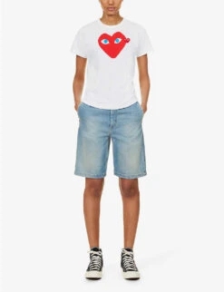 Comme Des Garçons Play Heart-print Cotton-jersey T-shirt -Whistles Clothing Shop 143 2000022 P1T085 WHITE ALT01