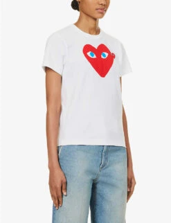 Comme Des Garçons Play Heart-print Cotton-jersey T-shirt -Whistles Clothing Shop 143 2000022 P1T085 WHITE ALT02