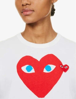 Comme Des Garçons Play Heart-print Cotton-jersey T-shirt -Whistles Clothing Shop 143 2000022 P1T085 WHITE ALT04