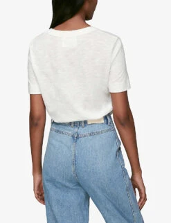 Whistles Rosa Double-trim Cotton-jersey T-shirt -Whistles Clothing Shop 501 10019 30980 WHITE ALT02