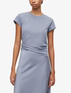 AllSaints Anna Crewneck Cotton T-shirt -Whistles Clothing Shop R00067685 STORMCLOUDGRE ALT02