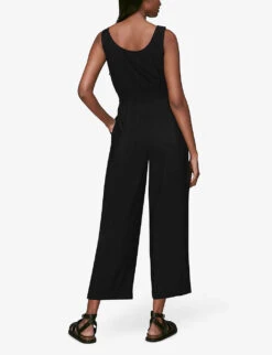 Whistles Quinn Sleeveless V-neck Woven Jumpsuit 9 Whistles Quinn Sleeveless V-neck Woven Jumpsuit -Whistles Clothing Shop R00684011 BLACK ALT02