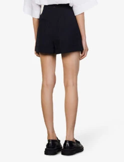 Sandro Siena High-waisted Wool-blend Shorts -Whistles Clothing Shop R03631092 NAVYBLUE ALT03