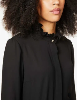 CLAUDIE PIERLOT Colombine Frilled-trim Crepe Shirt 9 CLAUDIE PIERLOT Colombine Frilled-trim Crepe Shirt -Whistles Clothing Shop R03631232 BLACK ALT03
