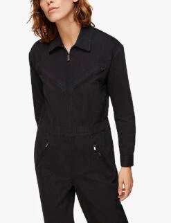 Whistles Ultimate Utility Cotton-blend Jumpsuit -Whistles Clothing Shop R03711769 BLACK ALT04