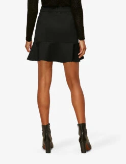 Whistles Peplum High-waist Stretch-woven Mini Skirt -Whistles Clothing Shop R03711773 BLACK ALT02