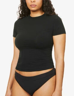 Round-neck Cotton-jersey T-shirt -Whistles Clothing Shop R03735136 SOOT ALT04