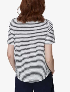 Whistles Emily Ultimate Striped Cotton T-shirt 7 Whistles Emily Ultimate Striped Cotton T-shirt -Whistles Clothing Shop R03758721 BLUE ALT02