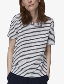 Whistles Emily Ultimate Striped Cotton T-shirt 8 Whistles Emily Ultimate Striped Cotton T-shirt -Whistles Clothing Shop R03758721 BLUE ALT03