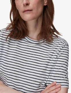 Whistles Emily Ultimate Striped Cotton T-shirt 9 Whistles Emily Ultimate Striped Cotton T-shirt -Whistles Clothing Shop R03758721 BLUE ALT04