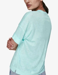 Whistles Patch-pocket Relaxed-fit Linen T-shirt 7 Whistles Patch-pocket Relaxed-fit Linen T-shirt -Whistles Clothing Shop R03771120 TURQUOISE ALT02