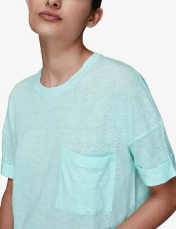 Whistles Patch-pocket Relaxed-fit Linen T-shirt 9 Whistles Patch-pocket Relaxed-fit Linen T-shirt -Whistles Clothing Shop R03771120 TURQUOISE ALT04