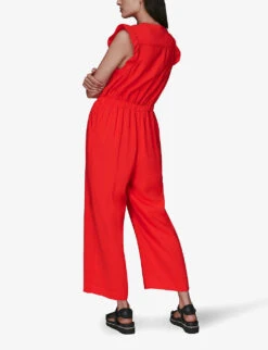 Whistles Frilled Wide-leg Woven Jumpsuit 7 Whistles Frilled Wide-leg Woven Jumpsuit -Whistles Clothing Shop R03789450 RED ALT02