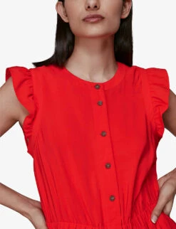 Whistles Frilled Wide-leg Woven Jumpsuit 9 Whistles Frilled Wide-leg Woven Jumpsuit -Whistles Clothing Shop R03789450 RED ALT04