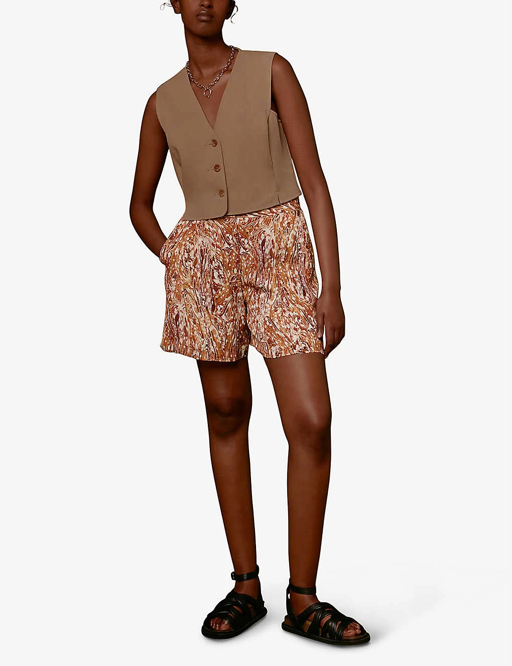 Whistles Marble-print Silk Shorts 2 Whistles Marble-print Silk Shorts - Image 2