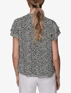 Whistles Floral-print Key-hole Woven Top -Whistles Clothing Shop R03816786 BLACKMULTI ALT02