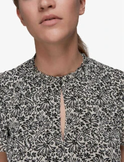 Whistles Floral-print Key-hole Woven Top -Whistles Clothing Shop R03816786 BLACKMULTI ALT04