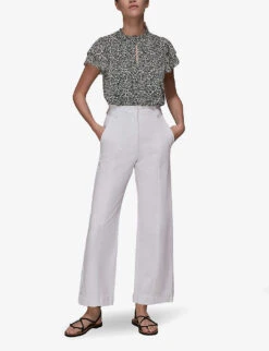 Whistles Floral-print Key-hole Woven Top -Whistles Clothing Shop R03816786 BLACKMULTI ALT05