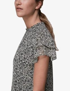 Whistles Floral-print Key-hole Woven Top -Whistles Clothing Shop R03816786 BLACKMULTI ALT06