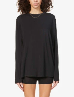 Boyfriend Oversized Stretch-jersey T-shirt -Whistles Clothing Shop R03822991 ONYX ALT02