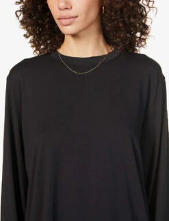 Boyfriend Oversized Stretch-jersey T-shirt -Whistles Clothing Shop R03822991 ONYX ALT04