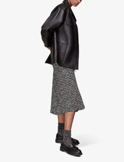 Whistles Landmark-print A-line Bias-cut Woven Midi Skirt -Whistles Clothing Shop R03835900 BLACK ALT02