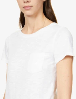 Round-neck Organic-cotton T-shirt -Whistles Clothing Shop R03842162 WHITE ALT04