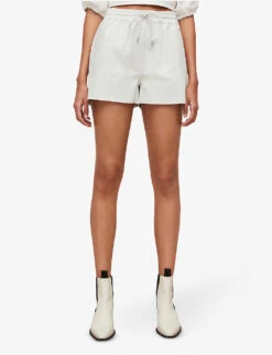 AllSaints Shana Elasticated Leather Shorts 7 AllSaints Shana Elasticated Leather Shorts -Whistles Clothing Shop R03868469 WHITE ALT02