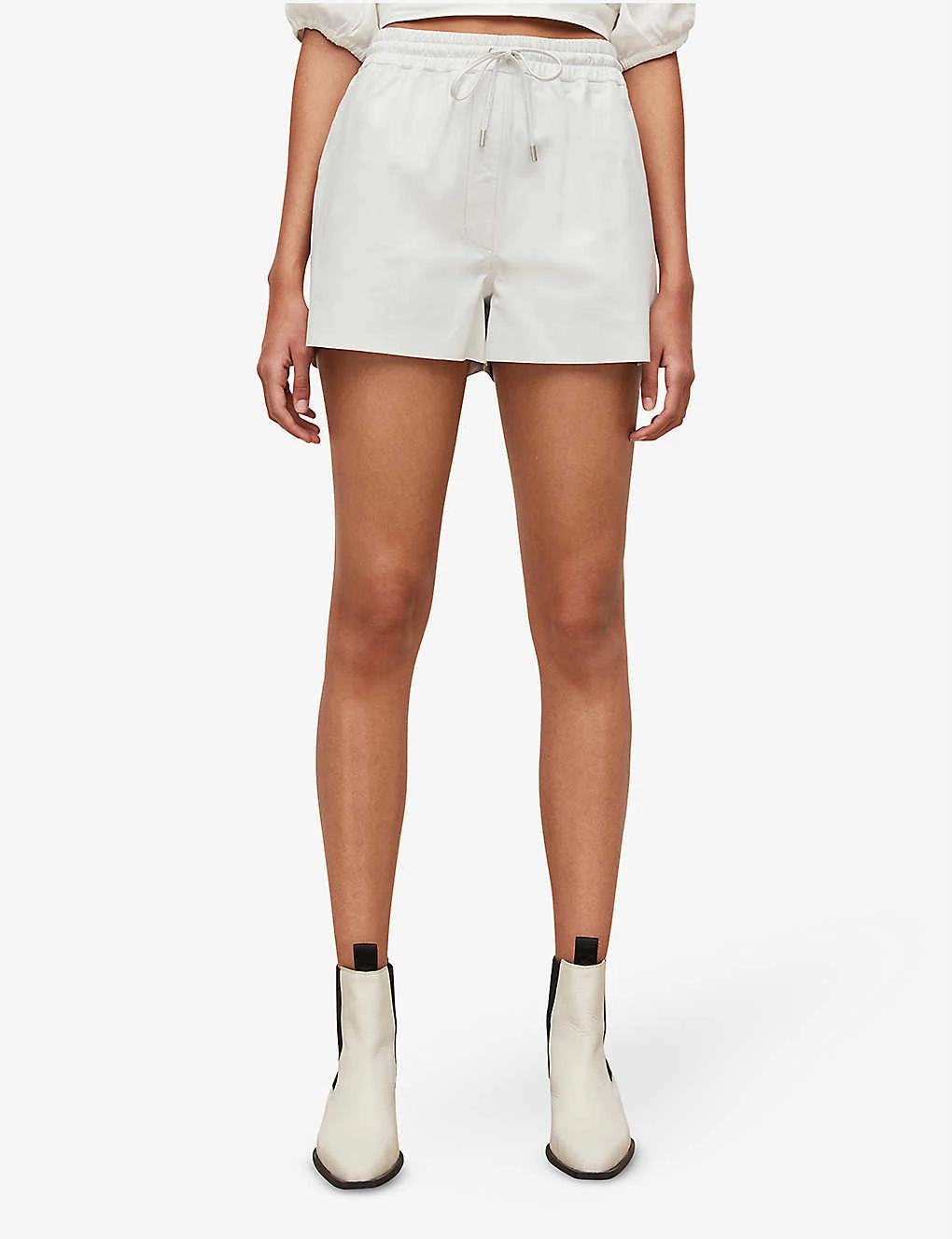 AllSaints Shana Elasticated Leather Shorts 3 AllSaints Shana Elasticated Leather Shorts - Image 3