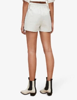 AllSaints Shana Elasticated Leather Shorts 8 AllSaints Shana Elasticated Leather Shorts -Whistles Clothing Shop R03868469 WHITE ALT03