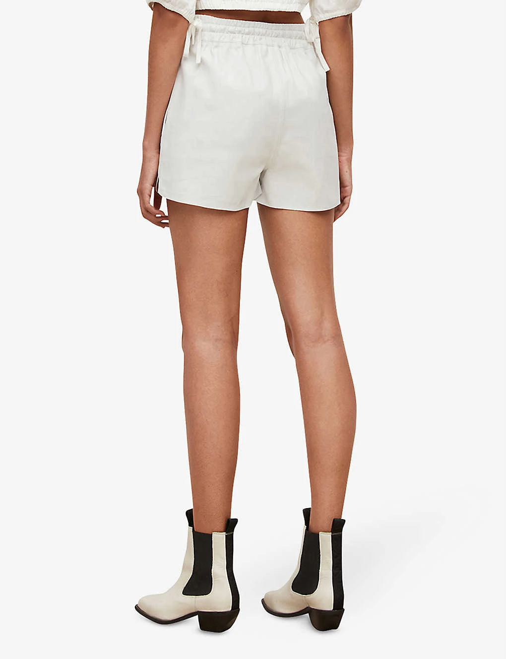 AllSaints Shana Elasticated Leather Shorts 4 AllSaints Shana Elasticated Leather Shorts - Image 4