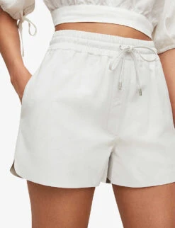 AllSaints Shana Elasticated Leather Shorts 9 AllSaints Shana Elasticated Leather Shorts -Whistles Clothing Shop R03868469 WHITE ALT04