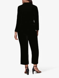 Whistles Avery Belted Wide-leg Velvet Jumpsuit -Whistles Clothing Shop R03869072 BLACK ALT03