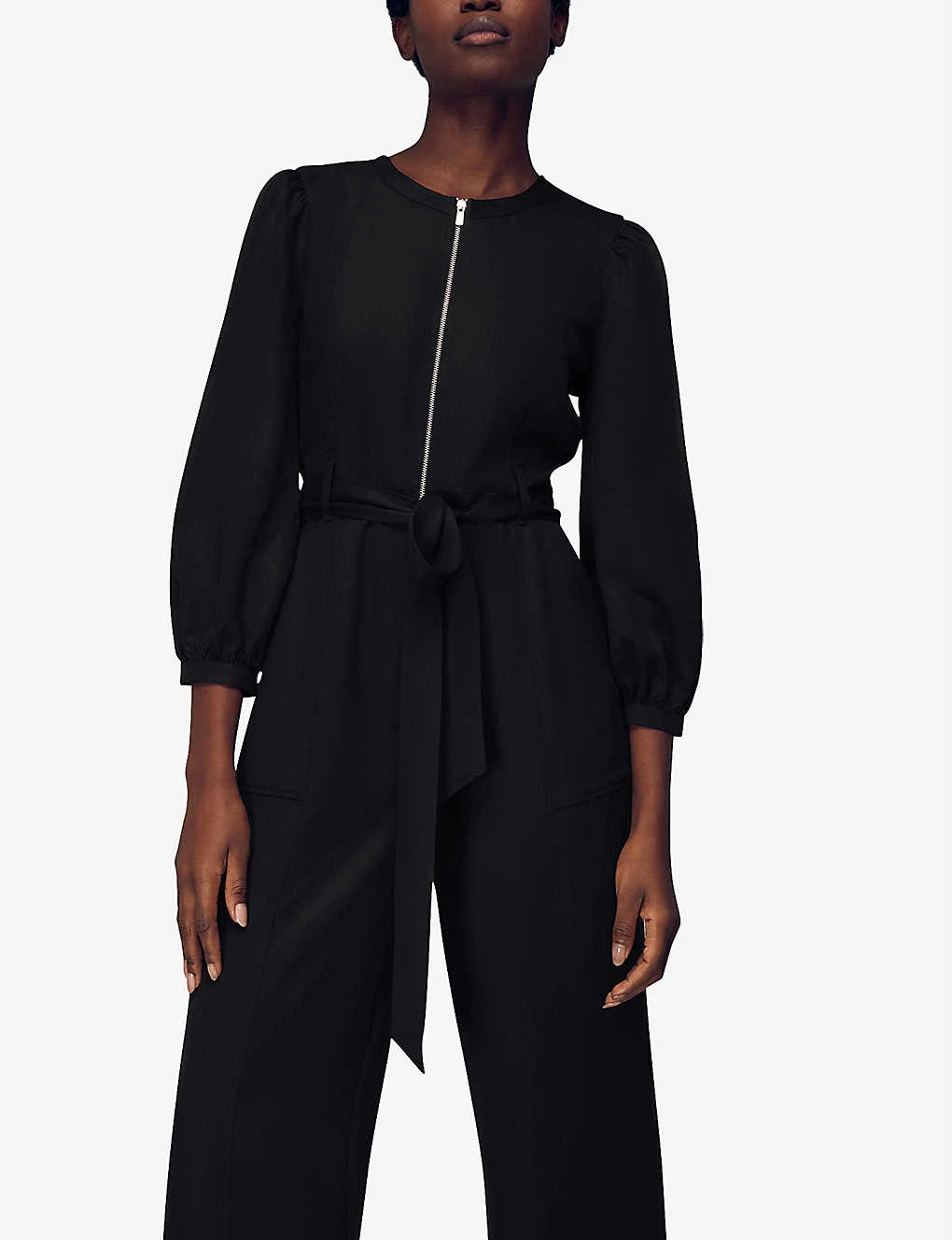 Whistles Estelle Puffed-sleeved Belted Woven Jumpsuit 3 Whistles Estelle Puffed-sleeved Belted Woven Jumpsuit - Image 3