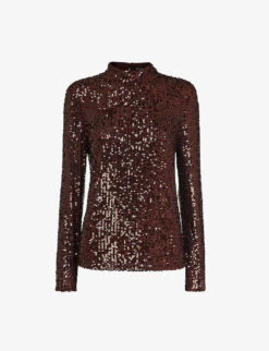 Whistles High-neck Sequin Woven Blouse