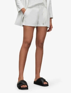 AllSaints Aleida Tri Drawstring-waistband Stretch-woven Shorts 7 AllSaints Aleida Tri Drawstring-waistband Stretch-woven Shorts -Whistles Clothing Shop R03876076 OPTICWHITE ALT02