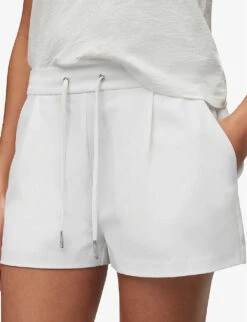 AllSaints Aleida Tri Drawstring-waistband Stretch-woven Shorts 9 AllSaints Aleida Tri Drawstring-waistband Stretch-woven Shorts -Whistles Clothing Shop R03876076 OPTICWHITE ALT04