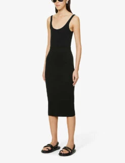 Joseph Fitted Silk-blend Midi Pencil Skirt -Whistles Clothing Shop R03900693 BLACK ALT02