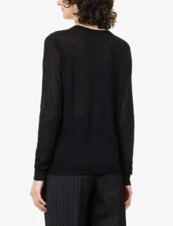 Joseph Cashair V-neck Cashmere-knit Jumper -Whistles Clothing Shop R03900699 BLACK ALT03