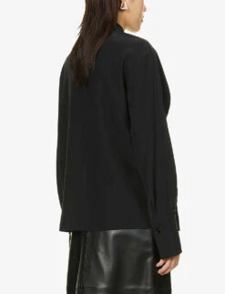 Joseph Bailie Asymmetric Pleated Silk Blouse -Whistles Clothing Shop R03900830 BLACK ALT03