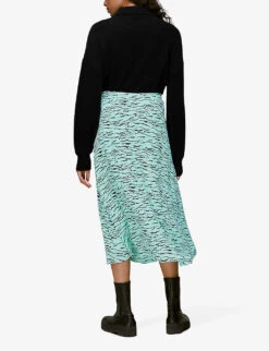 Whistles Tiger-print Button-front Woven Midi Skirt -Whistles Clothing Shop R03900966 MULTICOLOURED ALT03