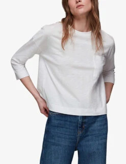 Whistles Dropped Shoulder Cotton-jersey Top 7 Whistles Dropped Shoulder Cotton-jersey Top -Whistles Clothing Shop R03904906 WHITE ALT02