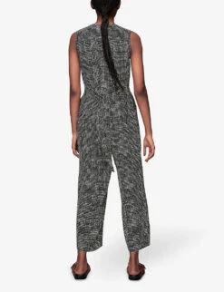 Whistles Josie Spot-print Check Woven Jumpsuit -Whistles Clothing Shop R03907588 BLACK ALT03