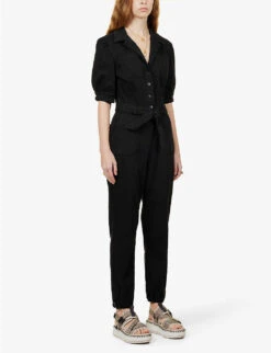 Paige Mayslie Stretch-cotton-blend Jumpsuit -Whistles Clothing Shop R03913280 WASHEDBLACK ALT02