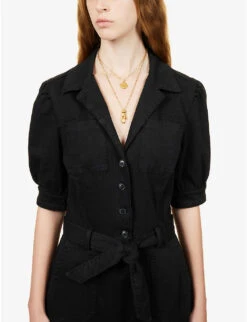 Paige Mayslie Stretch-cotton-blend Jumpsuit -Whistles Clothing Shop R03913280 WASHEDBLACK ALT04