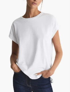 Reiss Tereza Cotton-jersey T-shirt 6 Reiss Tereza Cotton-jersey T-shirt -Whistles Clothing Shop R03925920 WHITE ALT02