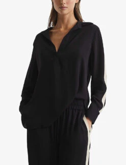 Reiss Millie Side-stripe Woven Shirt -Whistles Clothing Shop R03942146 BLACK ALT02