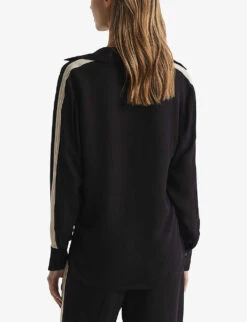 Reiss Millie Side-stripe Woven Shirt -Whistles Clothing Shop R03942146 BLACK ALT03