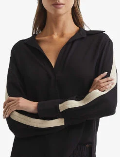 Reiss Millie Side-stripe Woven Shirt -Whistles Clothing Shop R03942146 BLACK ALT04