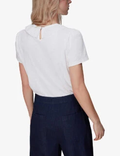 Whistles Matilda Broderie-anglaise Organic-cotton T-shirt -Whistles Clothing Shop R03946314 WHITE ALT03